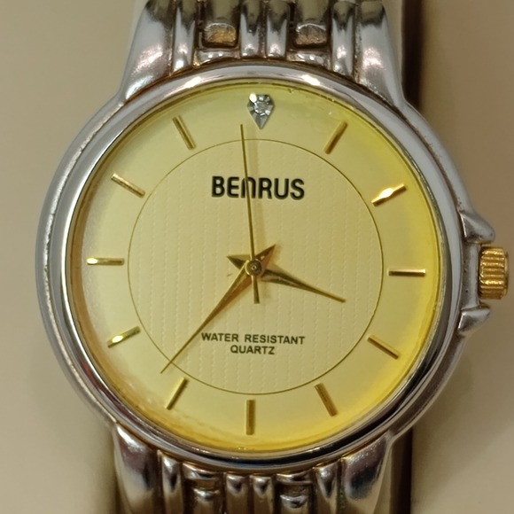Benrus Men's Quartz Dress Watch Gold Dial 38mm w/ Box Vintage New Battery AS-IS - Picture 2 of 16